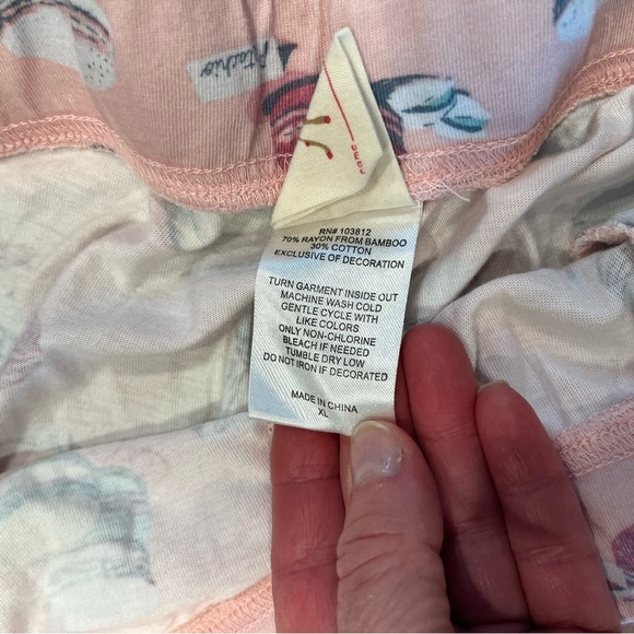 Munki Munki womens pj pants XL drawstring pink macaroon pajamas Lightweight - Picture 5 of 9